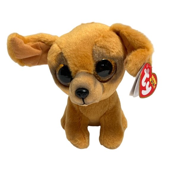 New Ty Beanie Boos 6 in Tall Zuzu Dpg puppy Gold Glitter Eyes Chihuahua - Picture 1 of 7